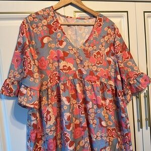 Floral V-Neck Dress - Multicolor